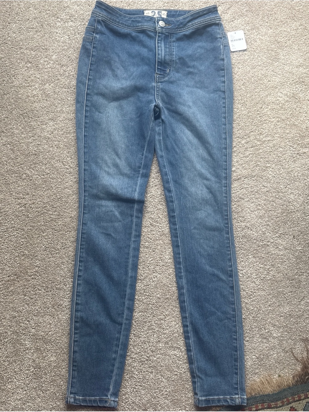 Free People Medium Blue High-Rise Skinny Jeans